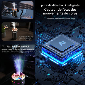 Humidificateur d'air 500mah USB 300ml 2 modes de brume angle réglable 2 effets de lumière diffuseur d'huiles avec 2 cotons-tiges